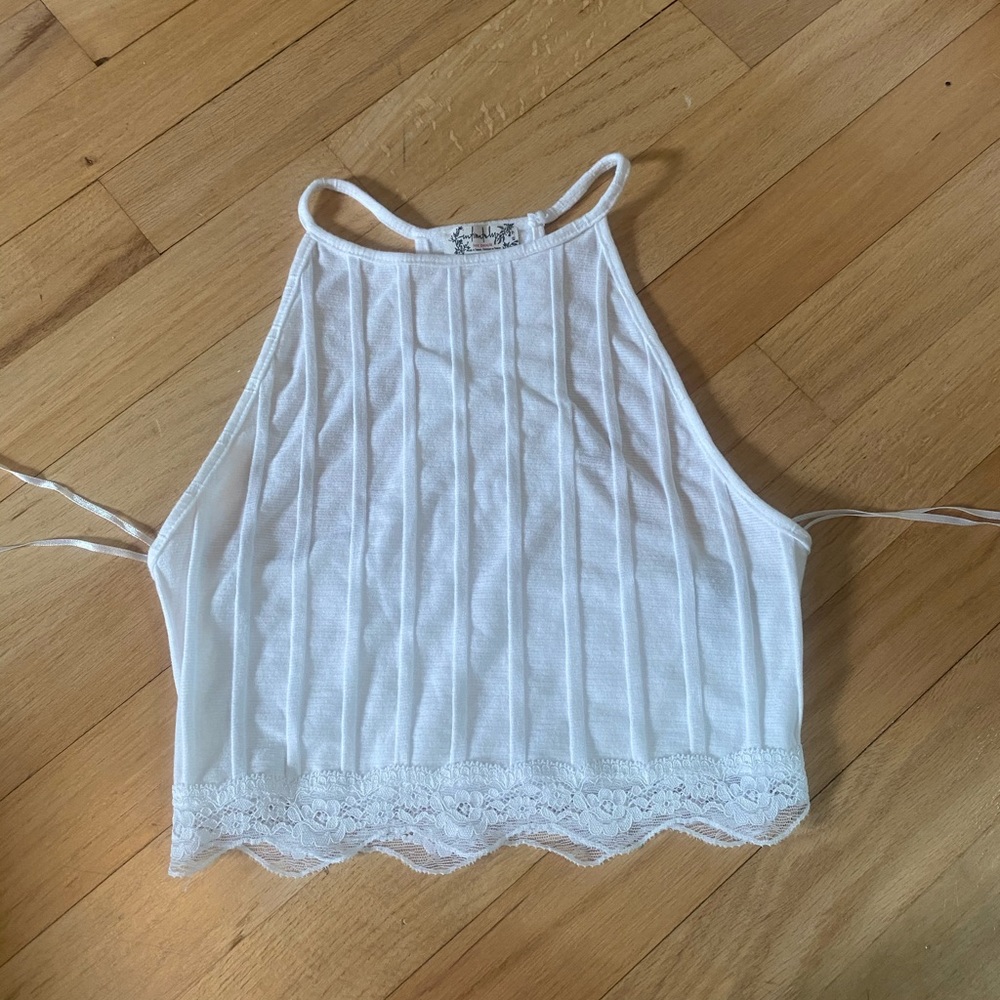 FREE PEOPLE / white crop top lace
